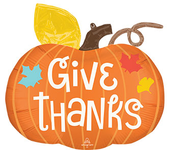 LRG SHP SATIN GIVE THANKS PUMPKIN 25 (PKG)