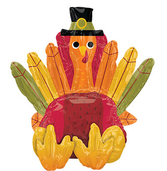 LRG SHP SITTING PILGRIM TURKEY 21 (MULTI-BLN)(PKG) AIR FILL