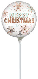 9C MERRY CHRISTMAS WHITE SATIN SNOWFLAKES AIR FILL ONLY