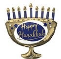 LRG SHP HAPPY HANUKKAH ELEGANT METALS MENORAH 29 (PKG)