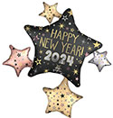 LRG SHP HNY SATIN 2024 CELEBRATION STARS 35 (PKG)(D)