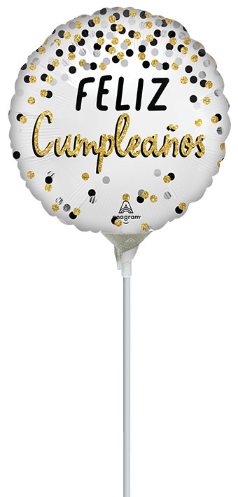 9C BLACK SILVER GOLD FELIZ CUMPLEANOS AIR FILL ONLY