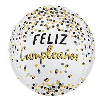 ORBZ BLACK SILVER GOLD FELIZ CUMPLEANOS (PKG)