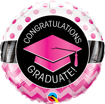 18C CONGRATULATIONS GRADUATE PINK CHEVRON DOTS (D) sale