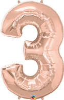 LRG SHP NUMBER 3 ROSE GOLD QUALATEX 44 (PKG)