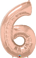 LRG SHP NUMBER 6 ROSE GOLD QUALATEX 42 (PKG)