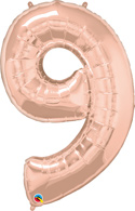 LRG SHP NUMBER 9 ROSE GOLD QUALATEX 42 (PKG)