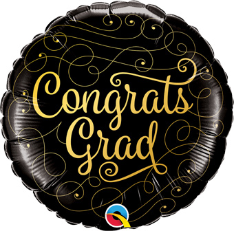 18C CONGRATS GRAD BLACK & GOLD SCRIPT (D) sale