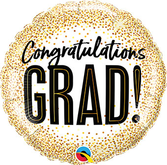 18C CONGRATULATIONS GRAD GOLD GLITTER DOTS