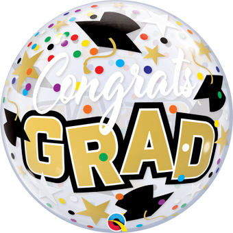 BUBBLE 22C CONGRATS GRAD STARS & DOTS (PKG)