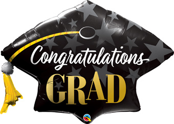 LRG SHP CONGRATULATIONS GRAD CAP STARS 41