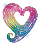 LRG SHP LINKING HEART OPAL RAINBOW 37 (HOLOGRAPHIC)