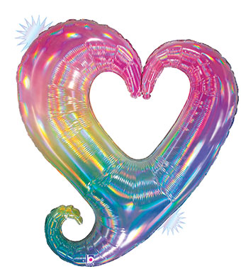 LRG SHP LINKING HEART OPAL RAINBOW 37 (HOLOGRAPHIC)