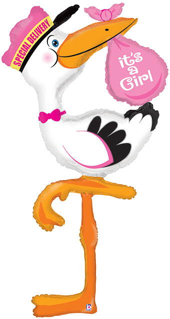 LRG SHP STORK SPECIAL DELIVERY ITS A GIRL 60 (PKG)(D) sale