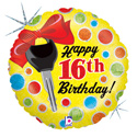 18C HAPPY 16TH BIRTHDAY DOTS CAR KEY (HOLO)(PKG)