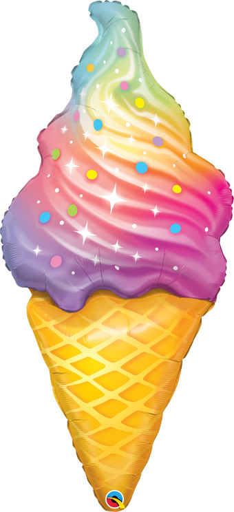 LRG SHP RAINBOW SWIRL ICE CREAM CONE 45 (PKG)