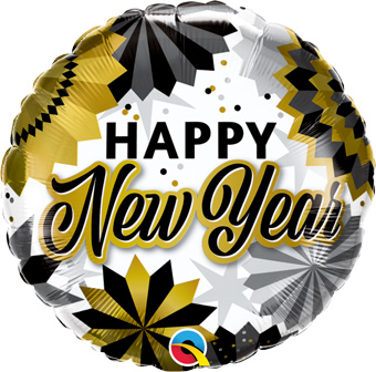 18C HAPPY NEW YEAR BLACK & GOLD FANS (PKG)(D) sale