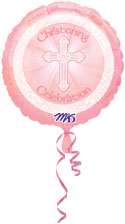 18C CHRISTENING RADIANT CROSS PINK (D) sale